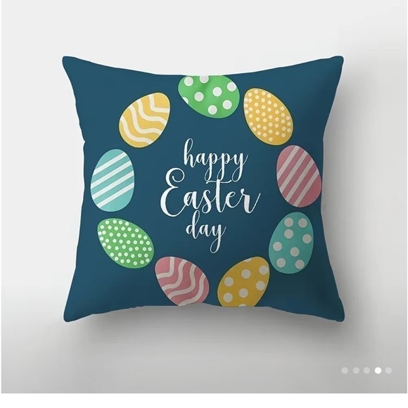 ****Donated***Happy Easter graphic beautifully colored Easter Eggs Pillow Cover - Picture 1 of 1